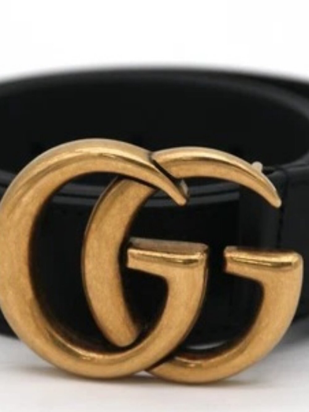Gucci GG Marmont Black Leather Belt with Gold Buckle Size 75/30 - 736006